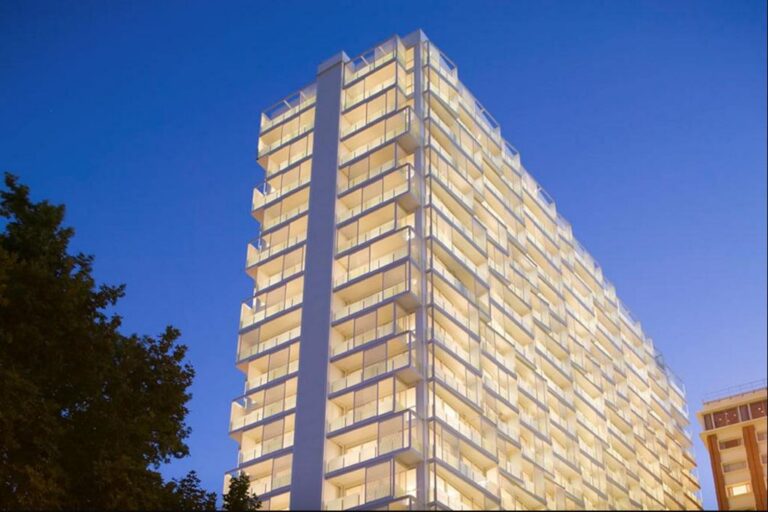 Exterior view of the Quadrant Hotel in Auckland, showcasing its modern architectural design