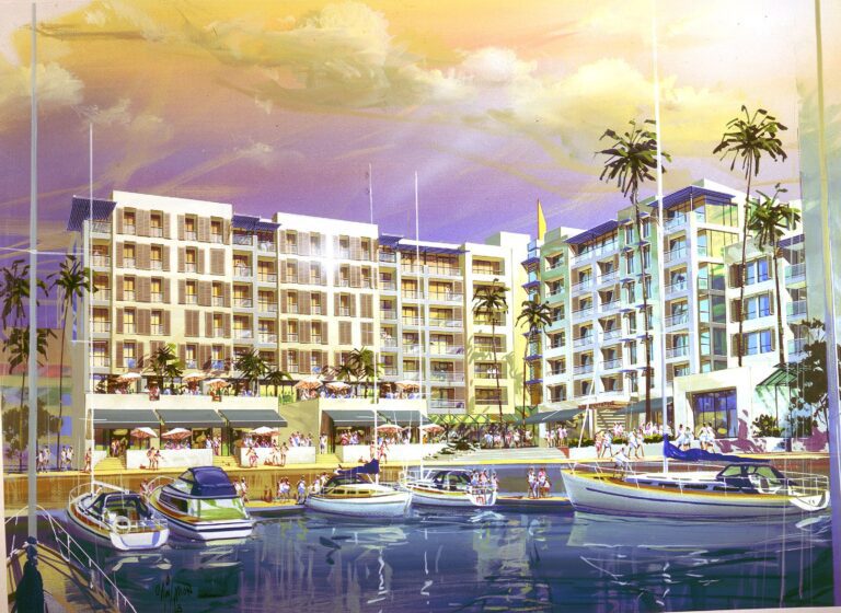 Exterior view of compact one-bedroom apartments overlooking Myers Park in Auckland