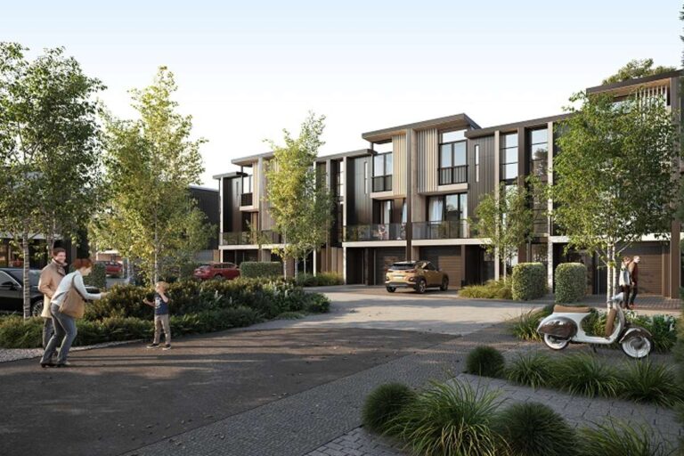 College & Mason terraced homes in Stonefields, Auckland.