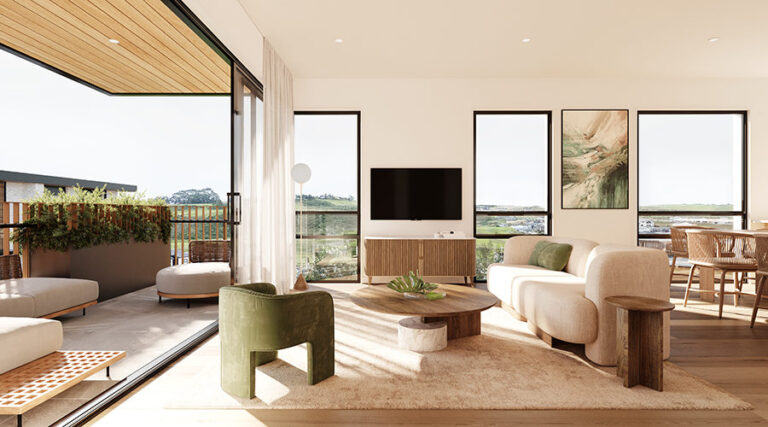 Elementum Long Bay residential buildings with landscaped surroundings.
